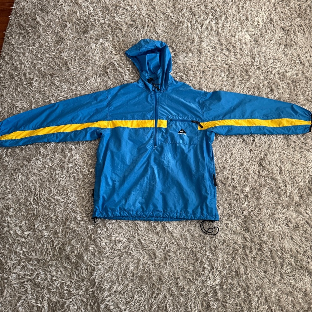 Nike ACG Blue & Yellow 1/2 Zip Clima Fit Hooded Windbreaker Jacket